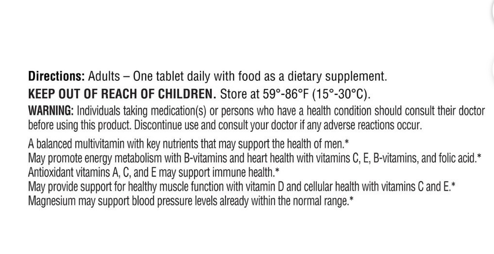 Equate One Daily Men’s Multivitamin 100 Count Compare to One a Day Men’s..
