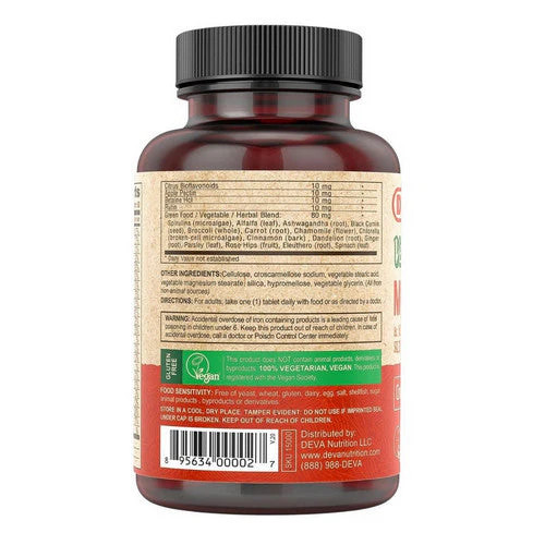 Vegan, Multivitamin Iron Free 90 Tab By Deva Vegan Vitamins