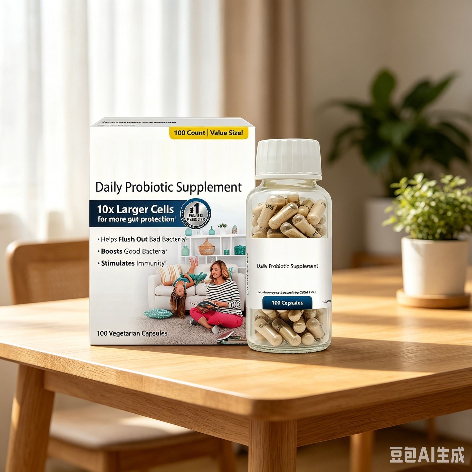 Florastor Vitamin Probiotic with Daily D3, 120 Vegetarian Capsules