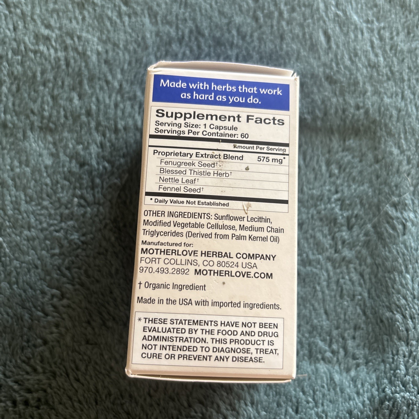 NEW Motherlove More Milk Plus Breast Lactation Herbal Supplement 60 Caps 7/2026