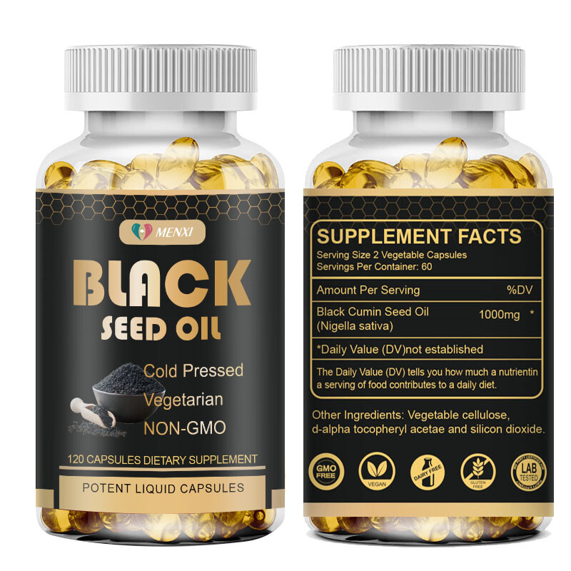 MENXI Black Seed Oil Capsules Cold Pressed – Immune Support 120/240/480 Capsules