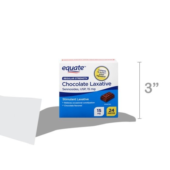 Equate Regular Strength Chocolate Laxative, 15 mg, 24 Pieces (3 Pack – 72 Total)