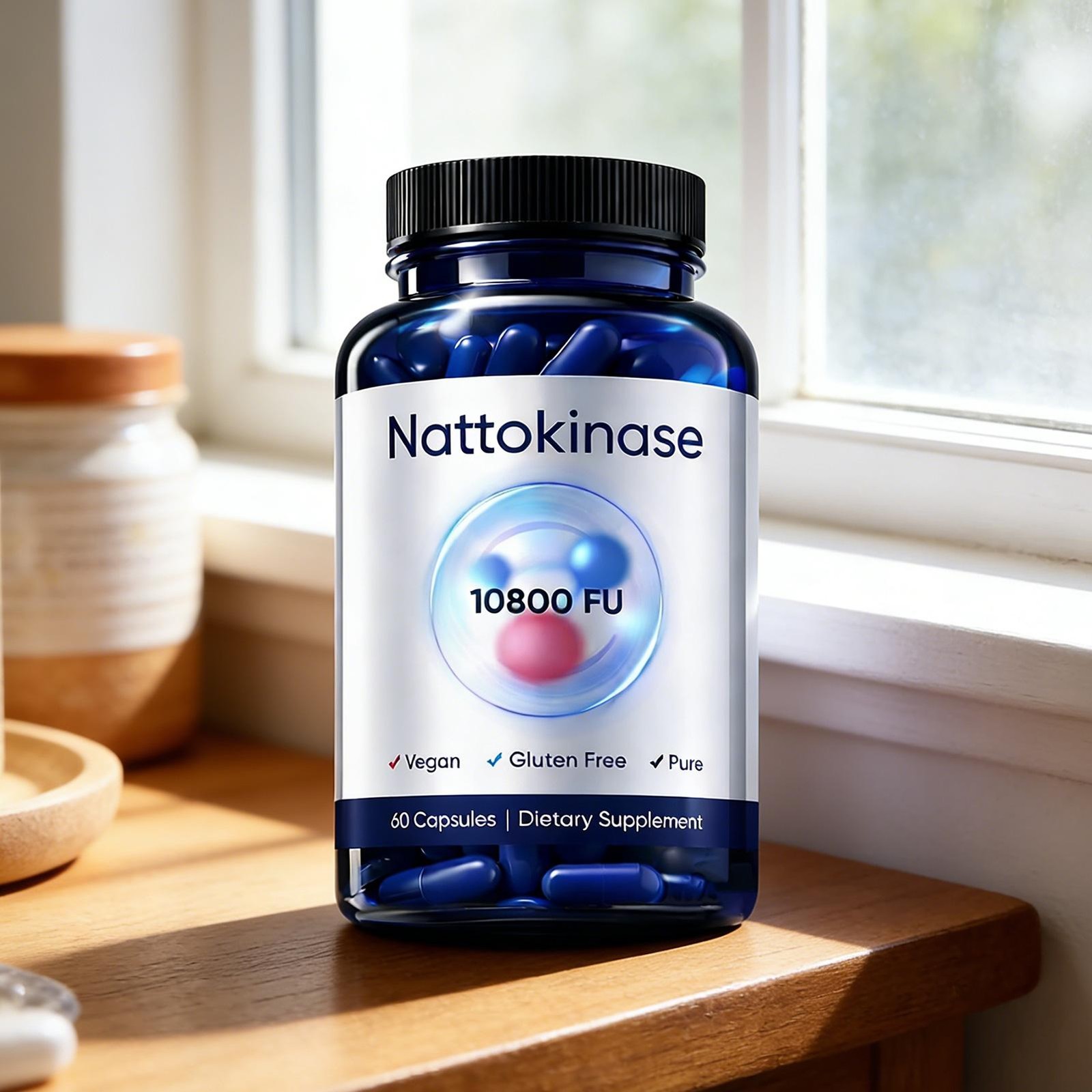 Advanced Nattokinase 10800 FU Organic Vegan Dietary Supplement 60 Capsules