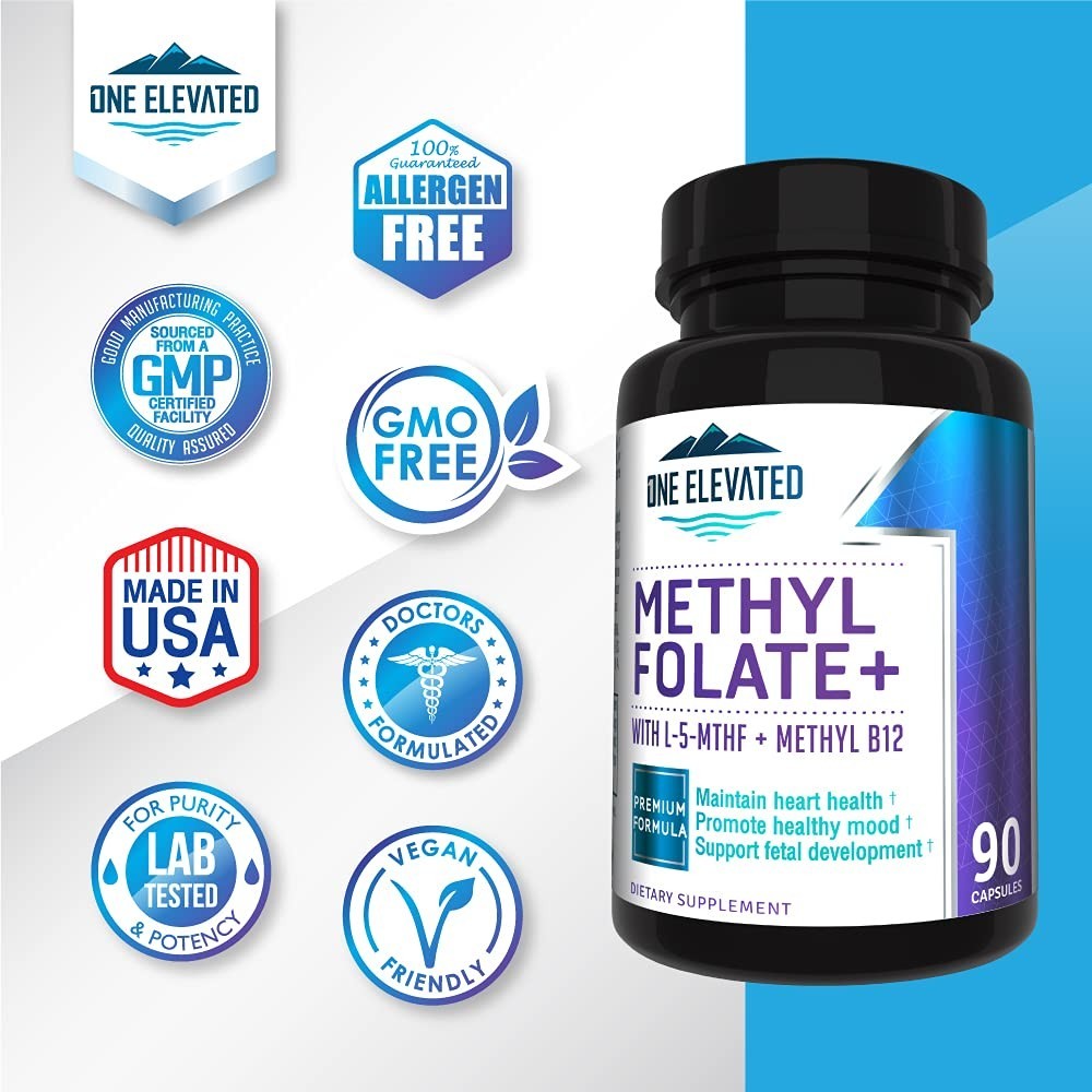 Double Strength Bioactive Methyl Folate & B12 Complex – 3 Month Supply, Max Resu