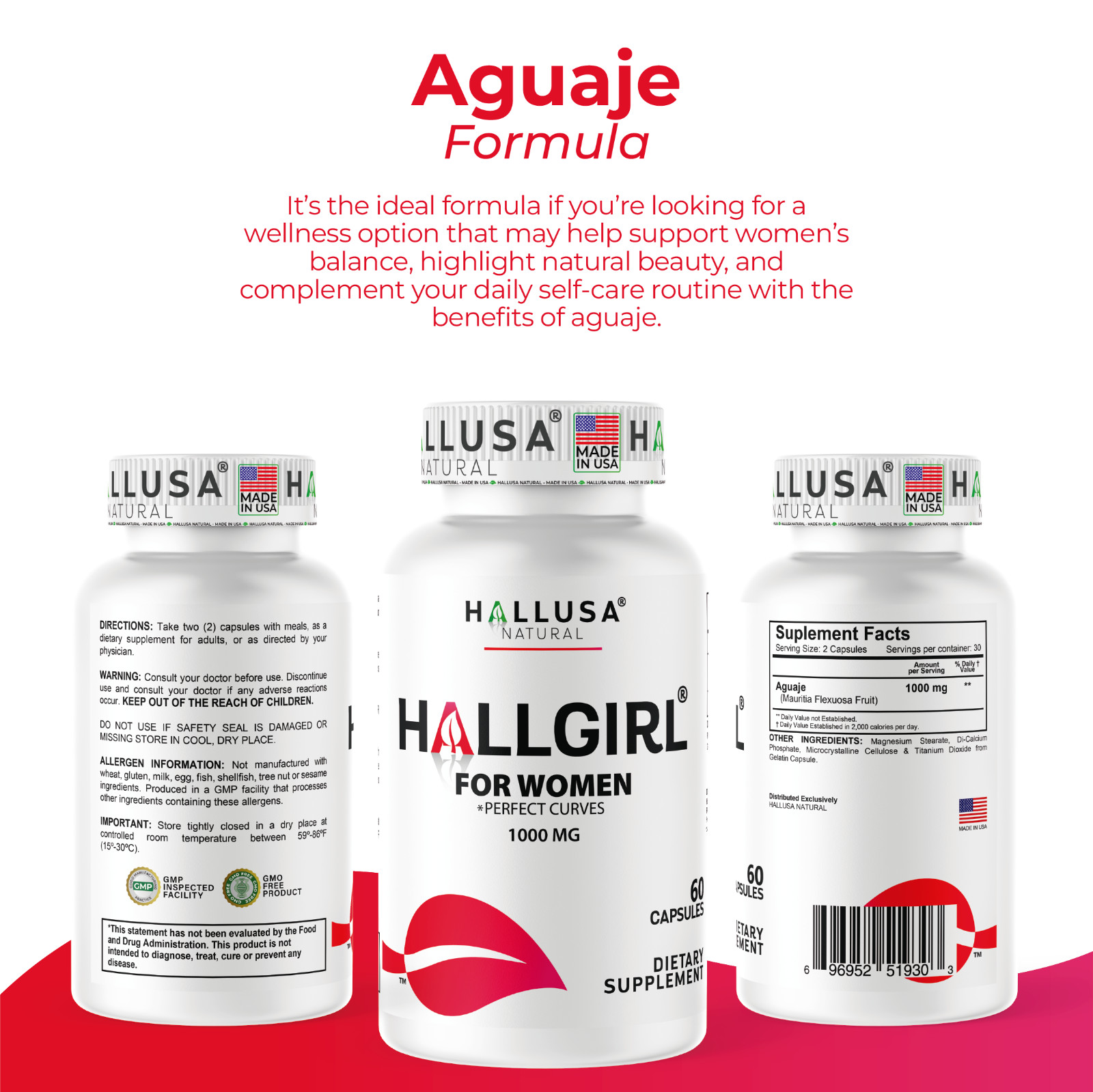 HALLGIRL – Aguaje for Curves – Buttocks Enhancement – Breast Growth – 60 Caps