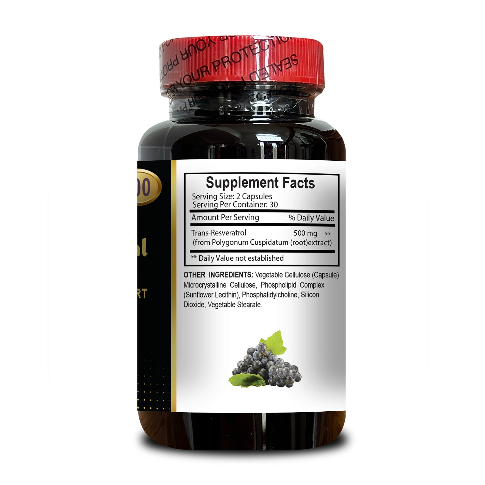 Trans-Resveratrol 500mg Polyphenol Capsules with Antioxidant Blend 2 Bottles