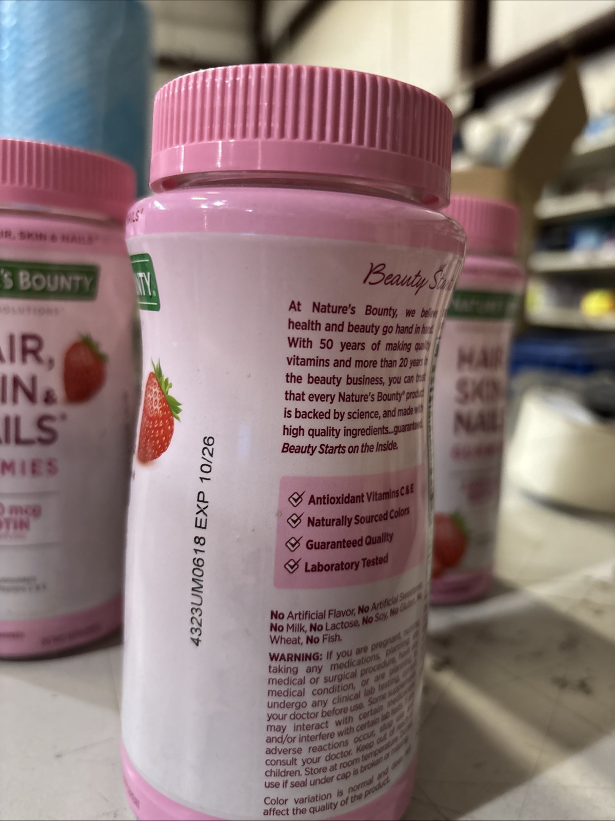 4 Pack Nature’s Bounty Hair Skin & Nails Gummies 80 Ct – Strawberry 10/26