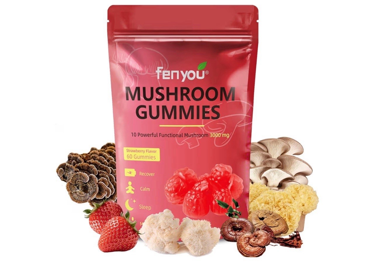 Fenyou Mushroom Gummies Daily Supplement Exp 9/2027 Sealed Bags