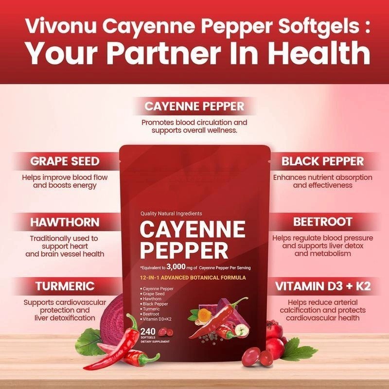 240 Softge /1-3 Bags Supplement, Softgels Cayenne Pepper Supports Leg Vein