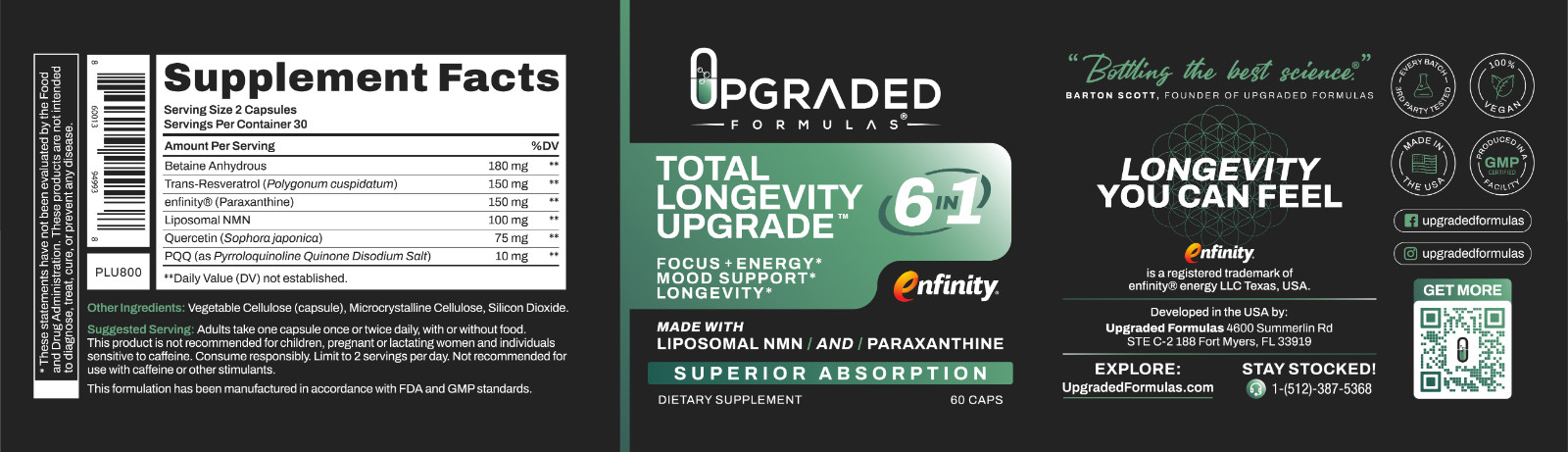 Upgraded Formulas Total Longevity Upgrade 60 caps 30 Servings