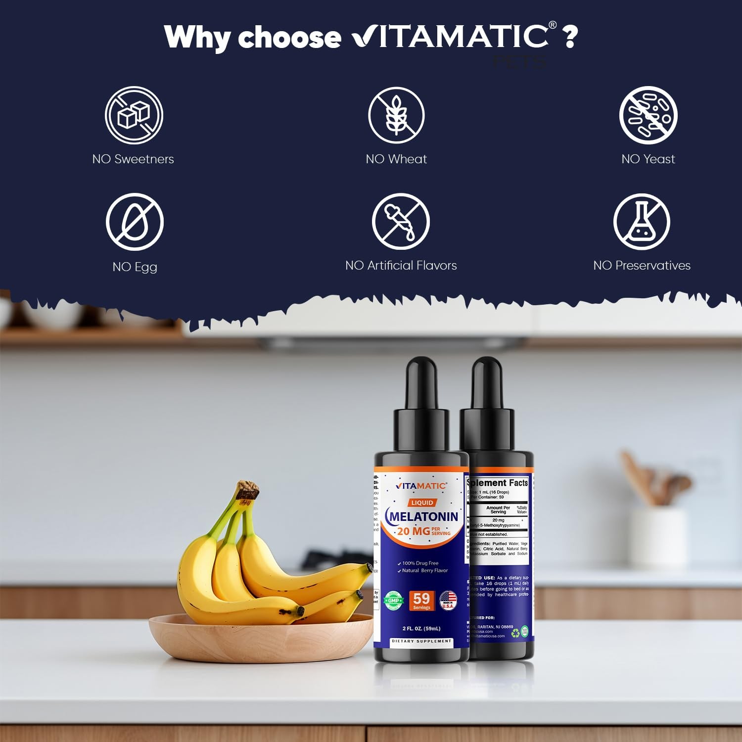 Vitamatic 2-Pack Melatonin 20mg Liquid Drops – 2 fl oz 2 Fl Oz (Pack of 2)