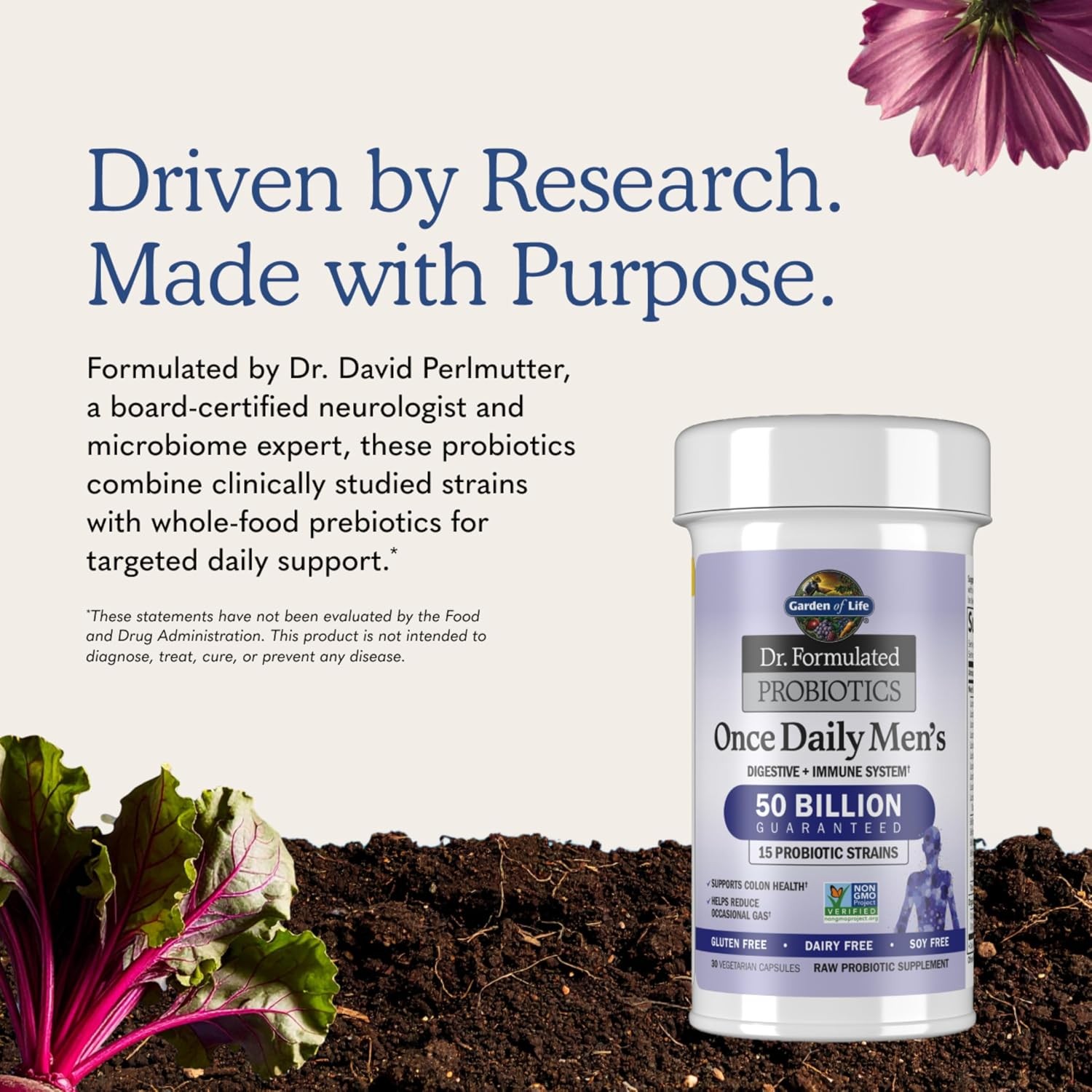 50 Billion CFU Dr Formulated Probiotics for Men 15 Strains Garden of Life 30