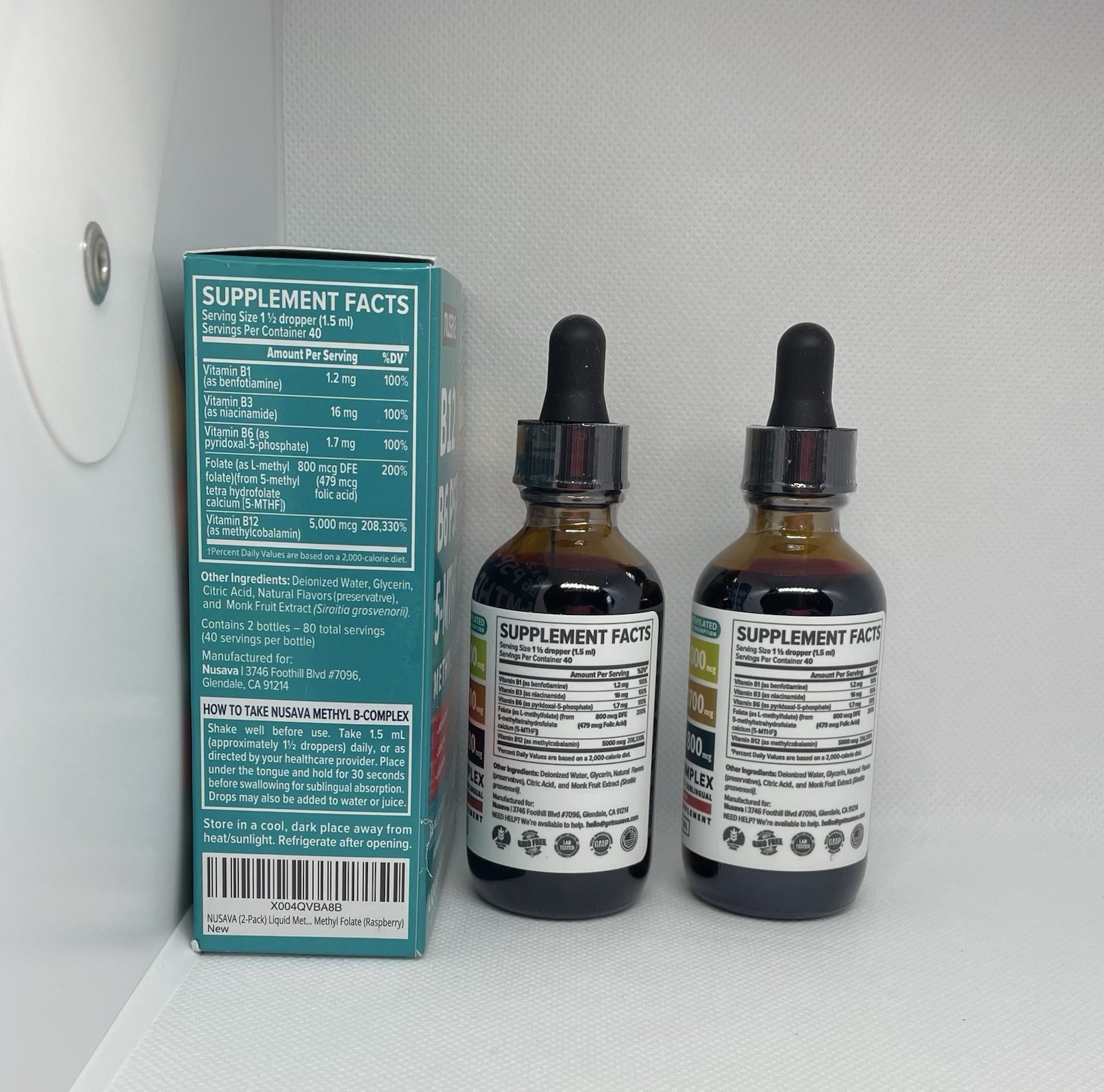 (2-Pack) Methylated B Complex Liquid Drops Active L-Methylfolate B12 5000mcg NEW