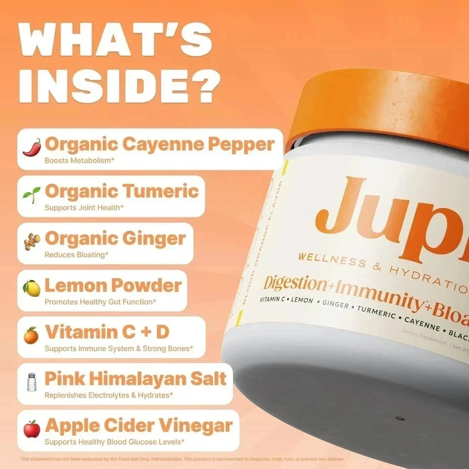 Turmeric Ginger Powder Drink Mix 30 Servings • Vitamin C Immune Energy Supp