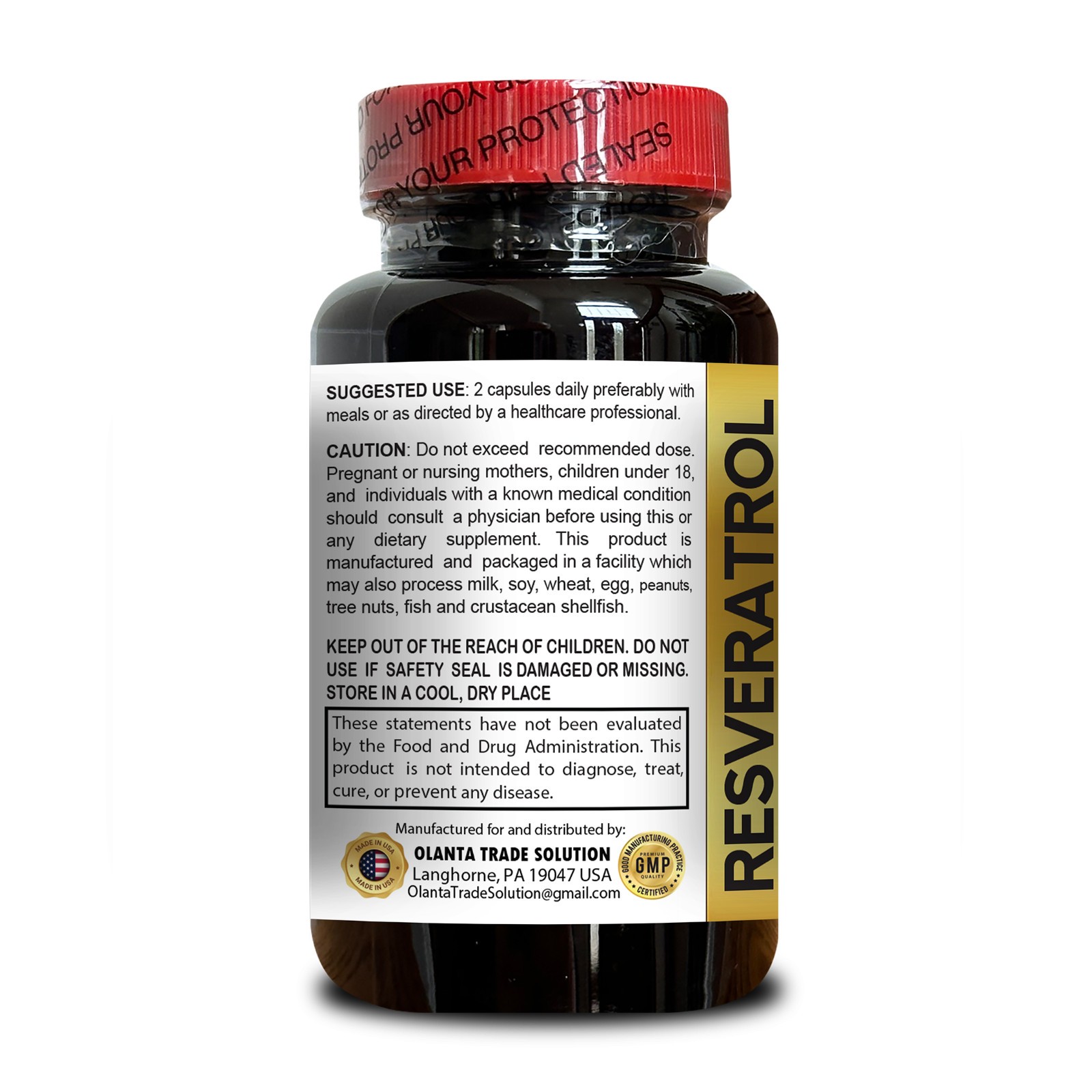 Trans-Resveratrol 500mg Polyphenol Capsules with Antioxidant Blend 2 Bottles