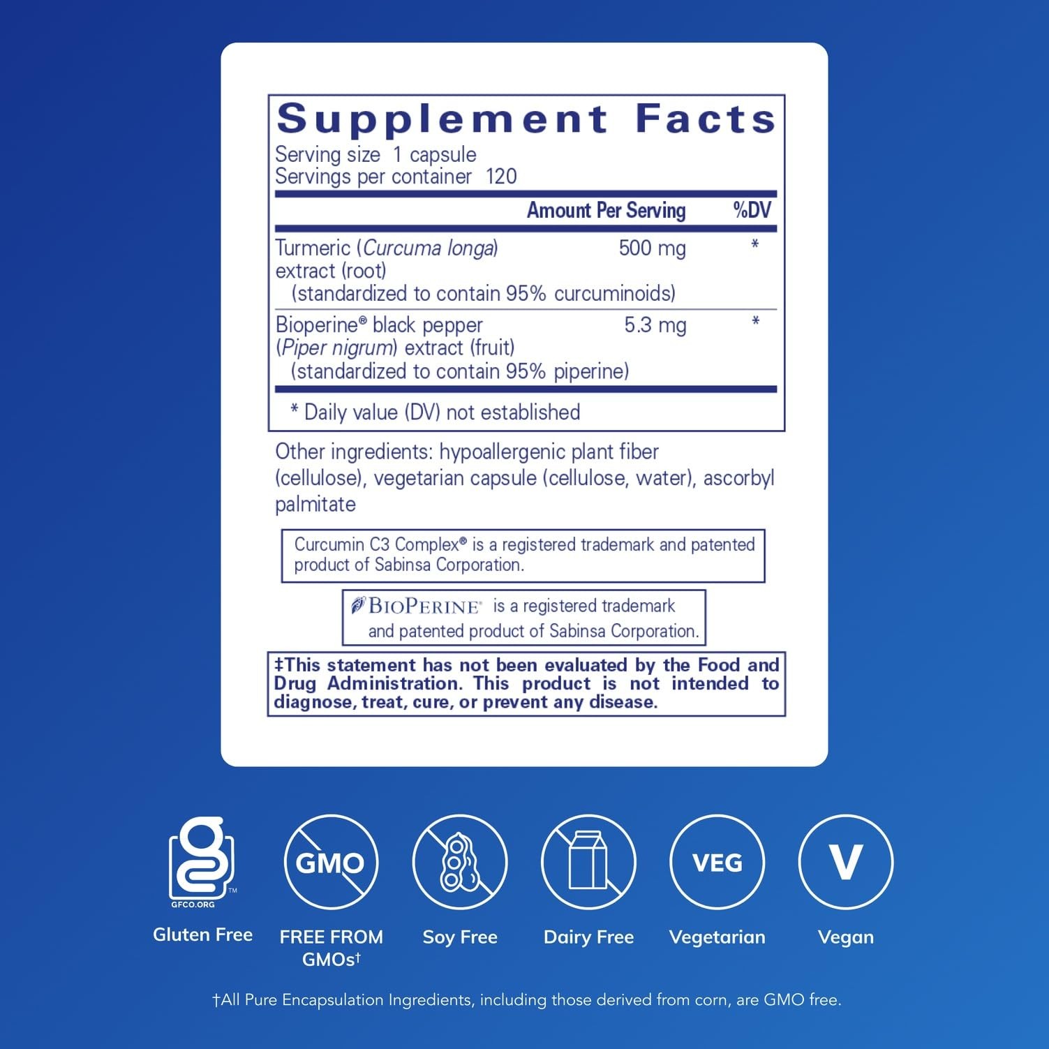 Pure Encapsulations Curcumin 500 with Bioperine – 120 Count (Pack of 1)