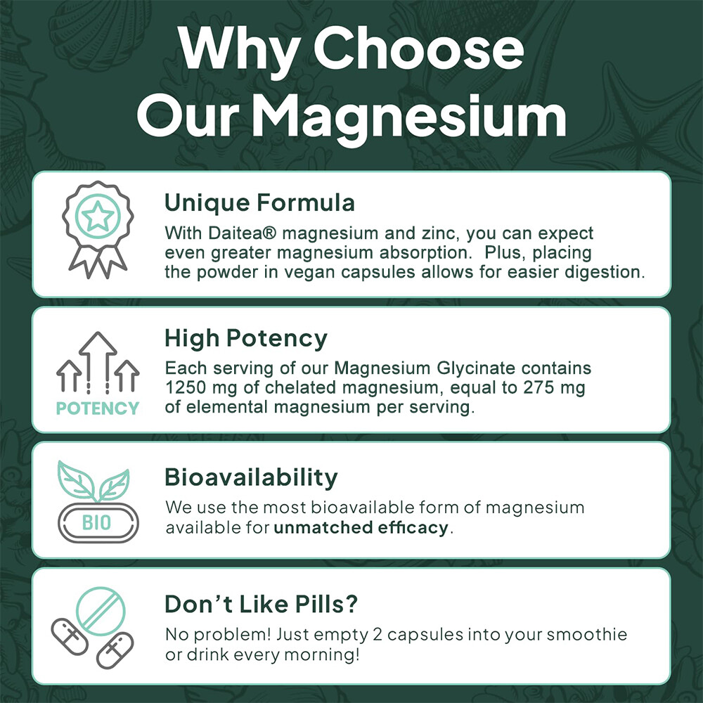 Organics Ocean Pure Glycinate Magnesium Zinc Sleep Aid Capsules – 120 capsules