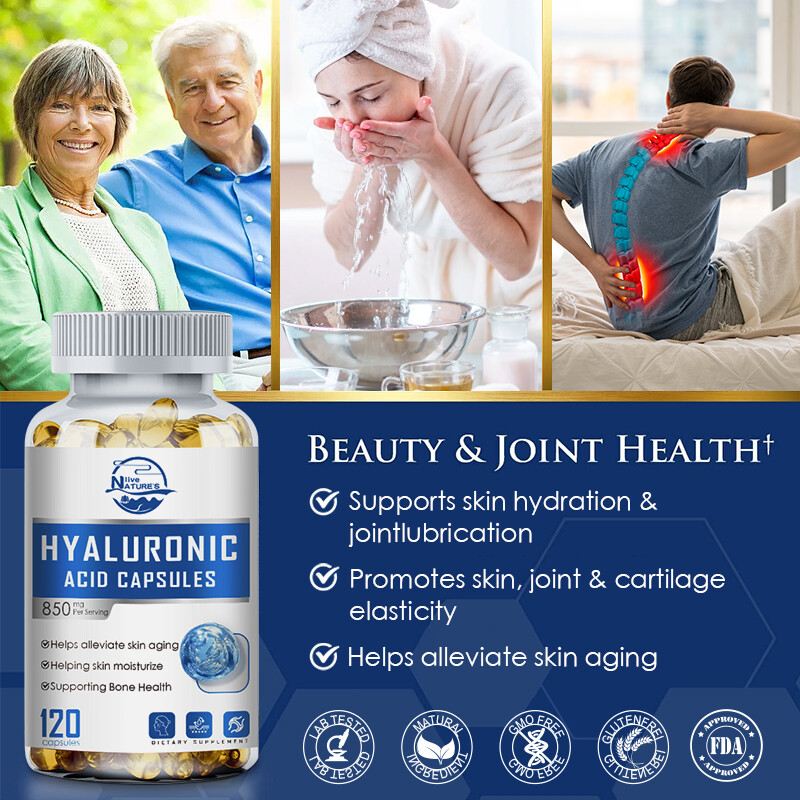 Hyaluronic Acid 850mg Anti Aging Hydrating Wrinkles Fine Lines w/ Vitamin C & E