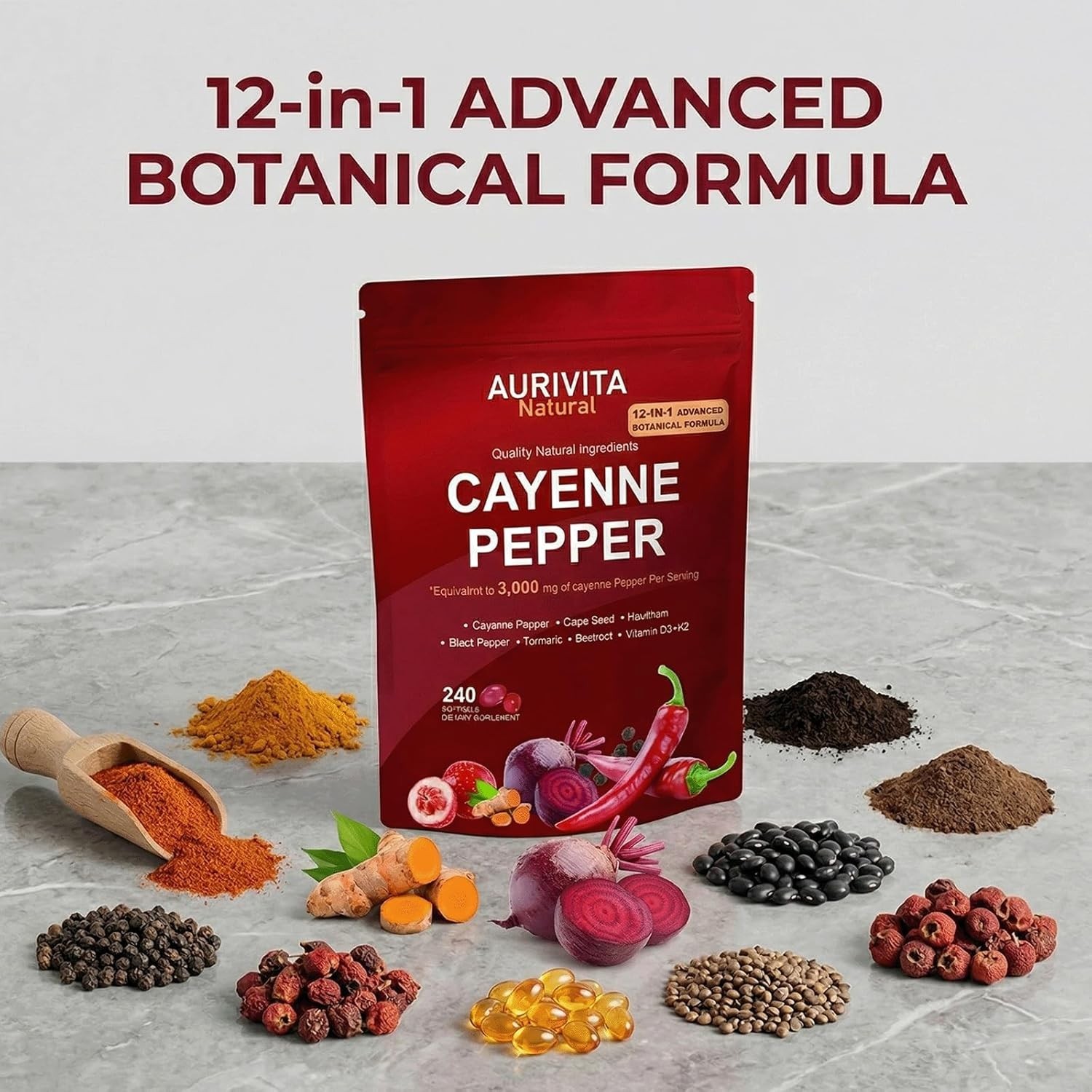 Natural Capsaicin Softgels,auri Cayenne Pepper softgels， with Vitamin E, D3+K2