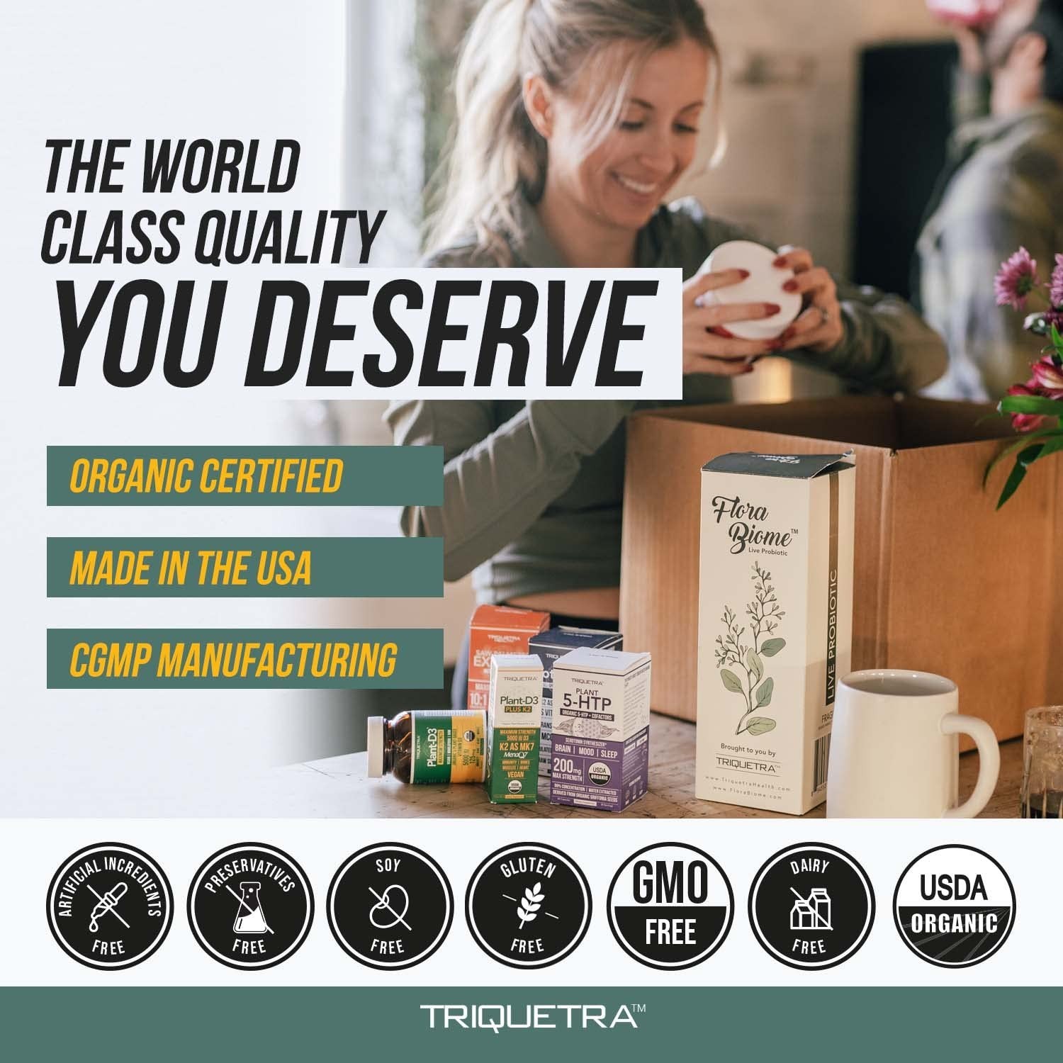 Organic D3 + K2 Supplements | 5000 IU Vitamin D3 & 120 mcg K2 MK7 | Vegan, Raw,