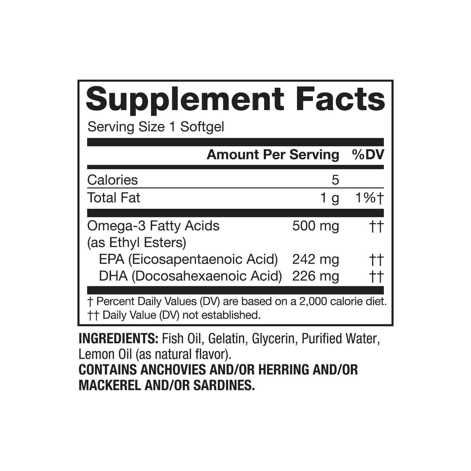 Spring Valley Omega-3 Fish Oil Softgels, 500 mg, 180 Count..+