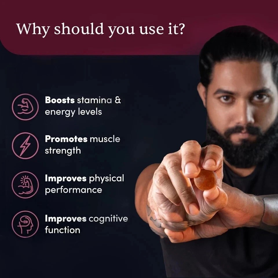 Man Matters Pure Himalayan Shilajit/Shilajeet Gummies with KSM 66 Ashwagandha