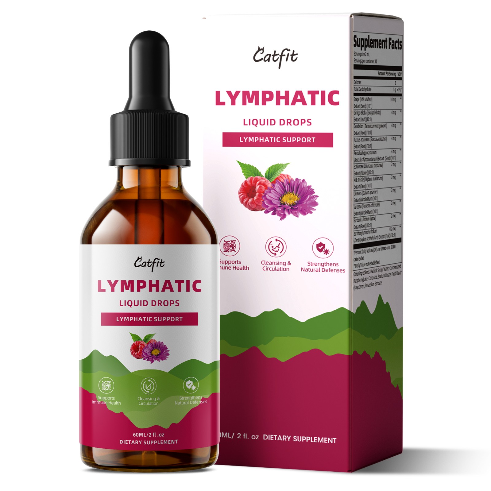 60ml Lymphatic Drainage Supplements Drops for Immune, Lymph System,Cleanse,Detox