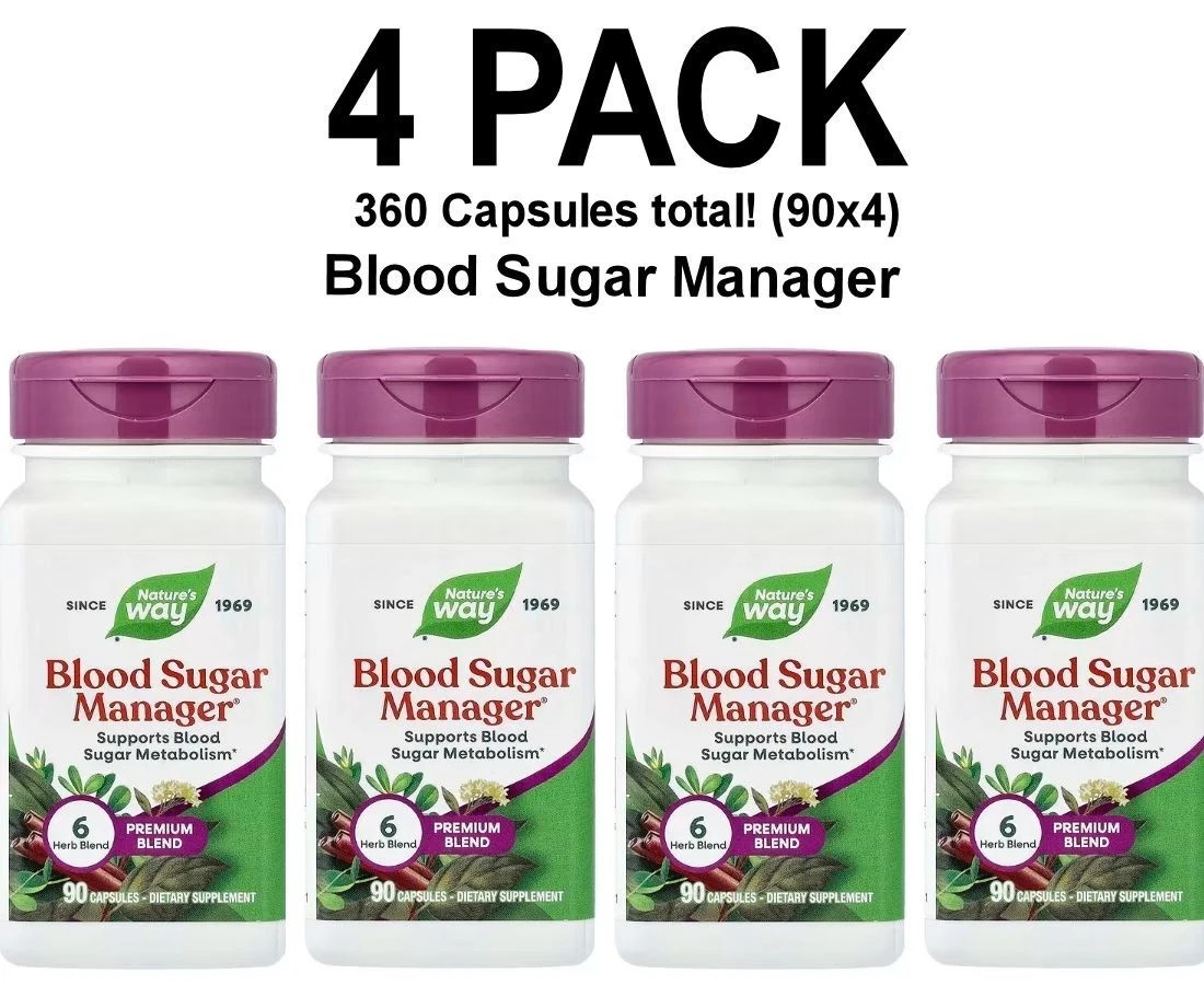 Nature’s Way, 4 PACK, Blood Sugar Manager, 90 Capsules each (360 total!)