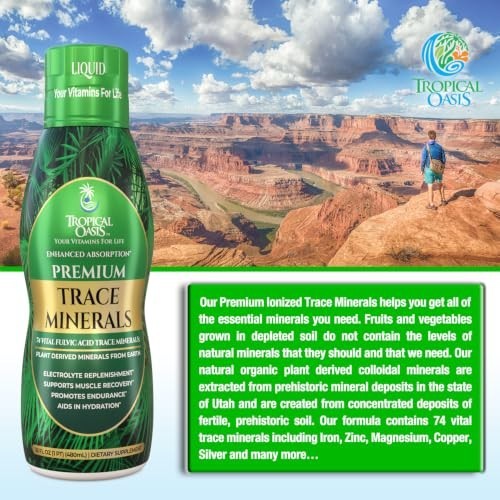 Liquid Trace Minerals 74 Organic Ionized Plant Based Drops 16 oz Vegan Non GMO