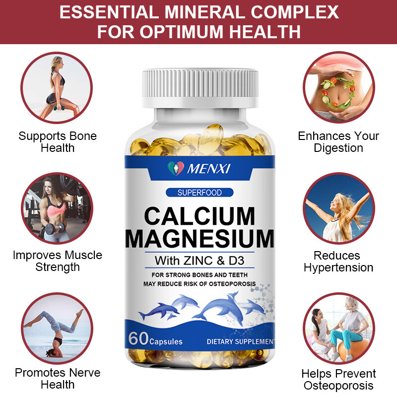 Magnesium Zinc Vitamin D3 Calcium 120Pills Complex Supplement promote absorption
