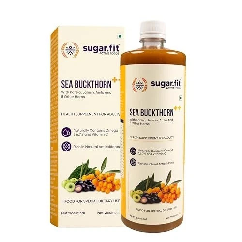 Sugar.fit Himalayan Sea Buckthorn Juice 1000ml 13 Herbs Amla Karela Jamun FS