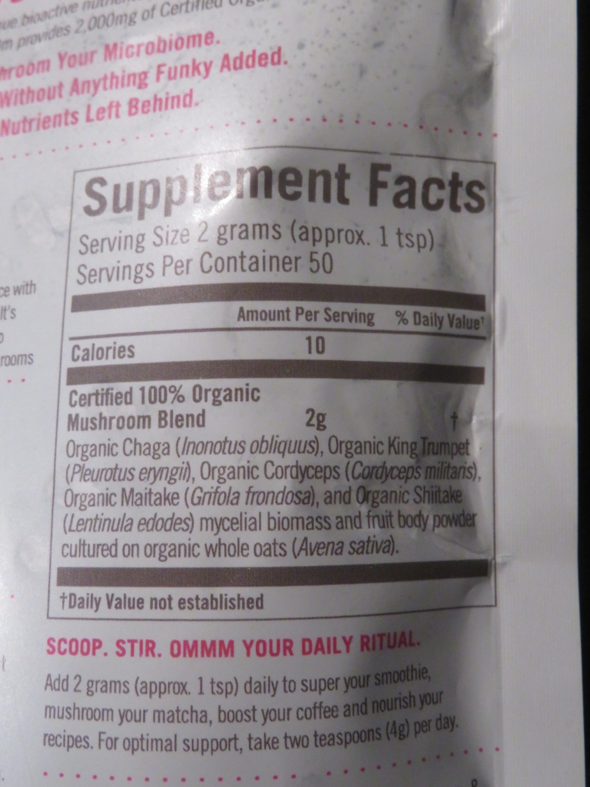 Om Mushroom Superfood Beauty Hair Skin Nails Mushroom Powder 3.5 Oz 50 Servings