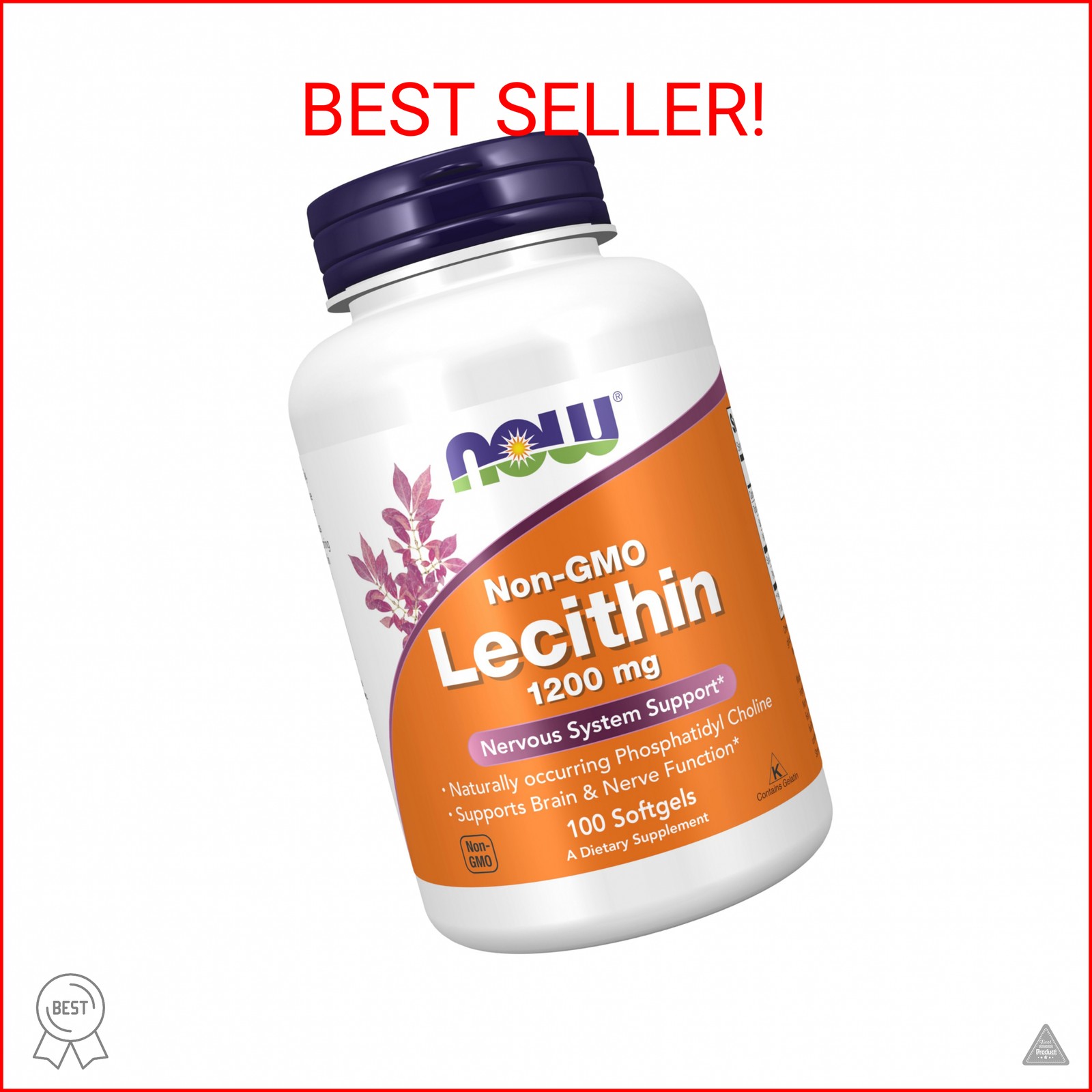 NOW Supplements, Lecithin 1200 mg with naturally occurring Phosphatidyl Choline,