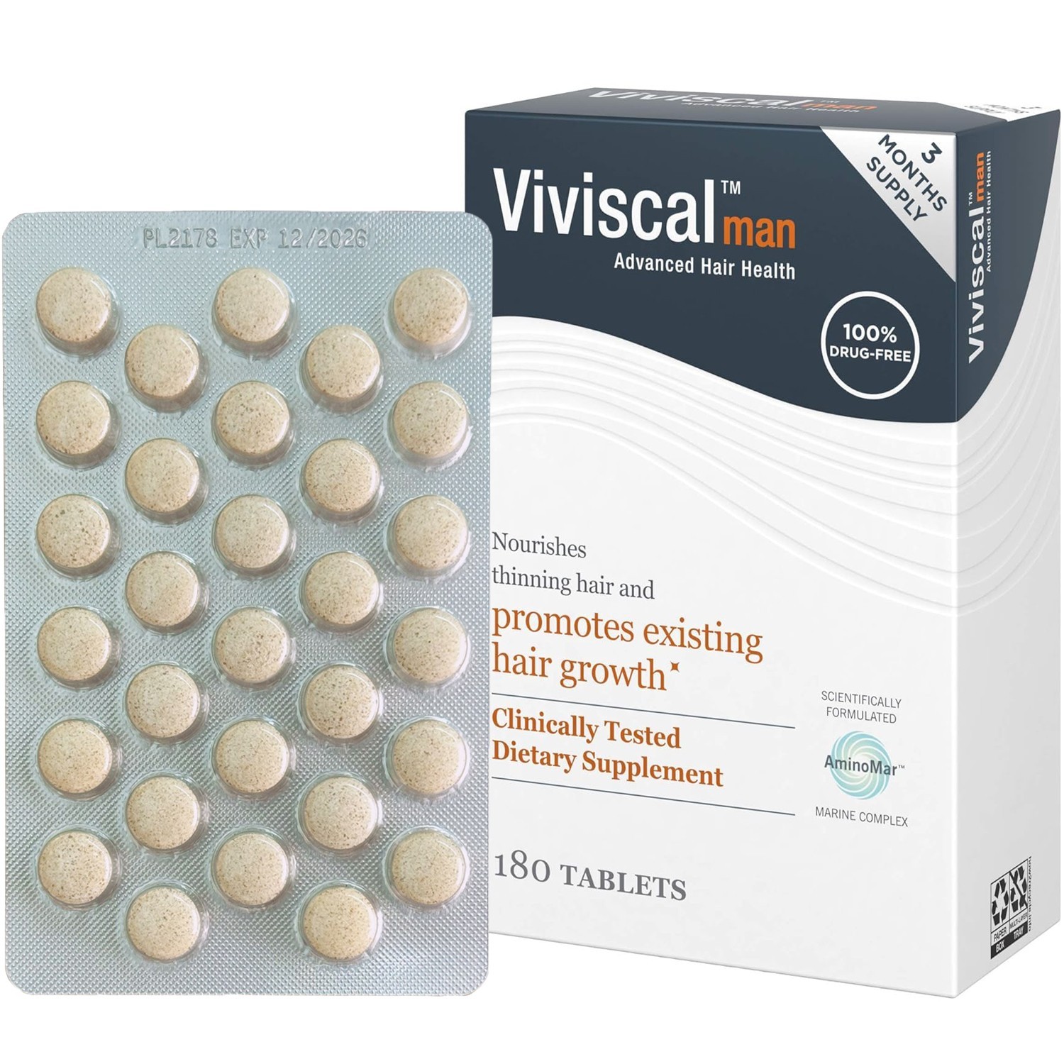 Viviscal Men’s Hair Growth Supplements 180 Tablets – 3 Month Supply2026