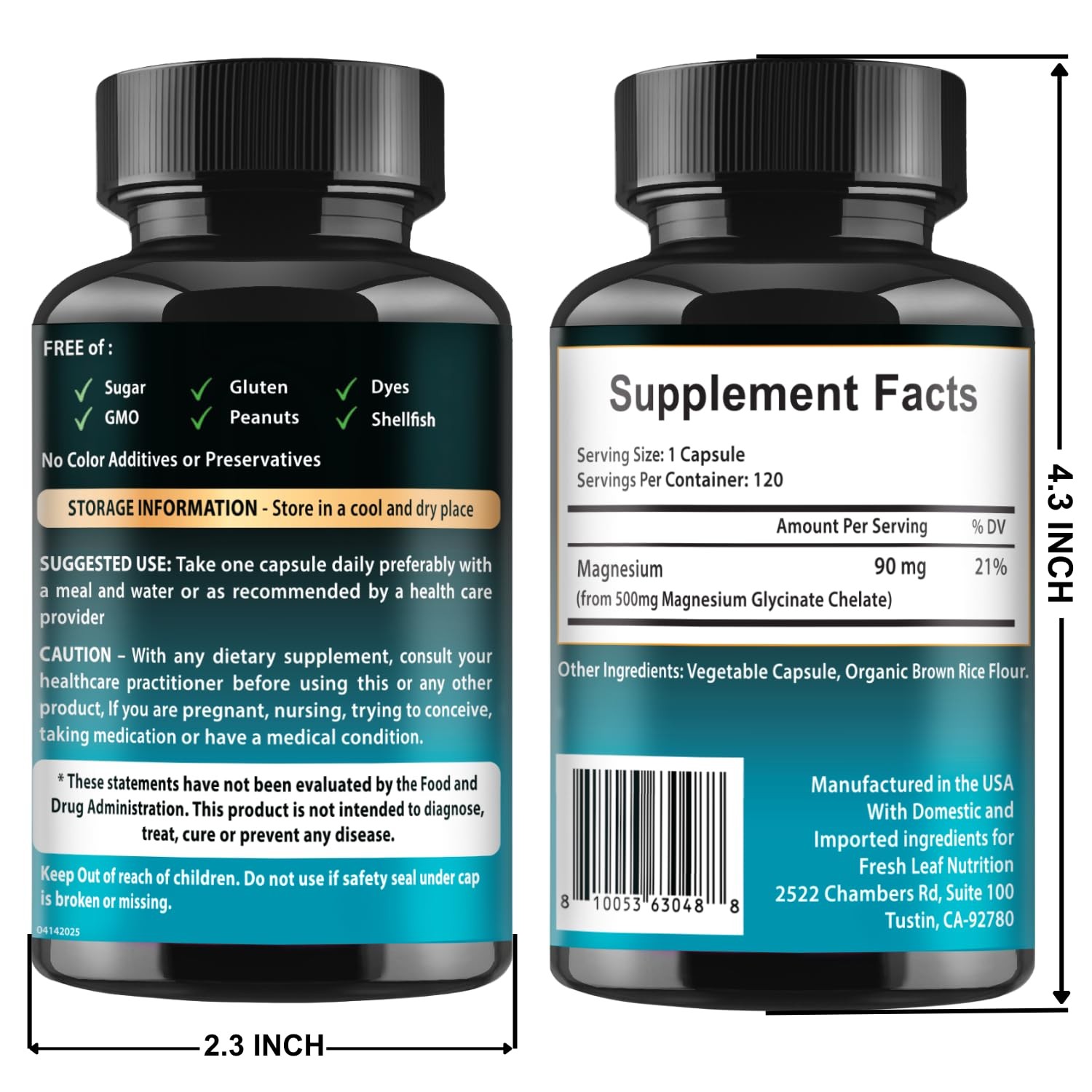 VITBOOST Magnesium Glycinate 500mg – High Absorption 120 Count (Pack of 1)