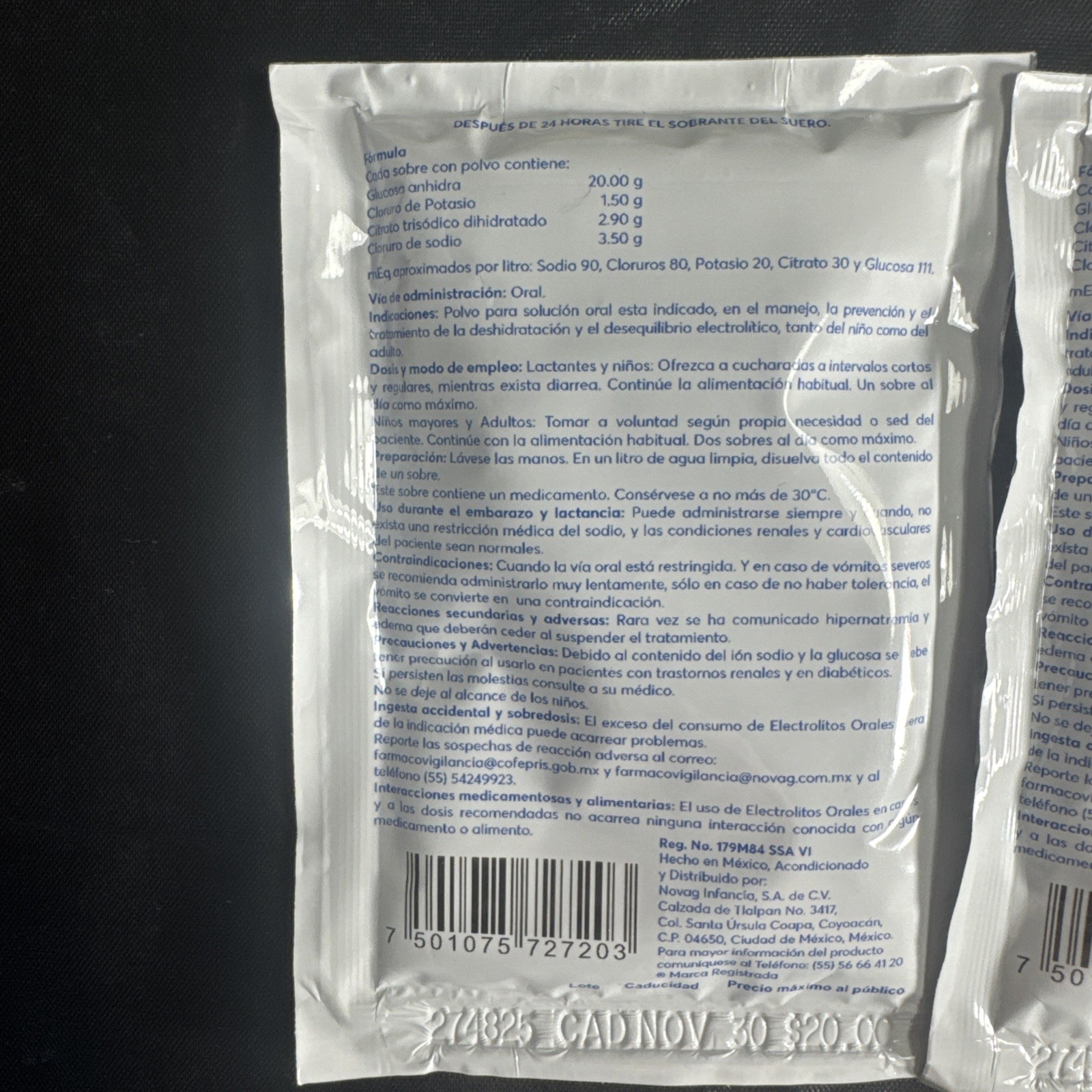 ELECTROLITOS ORALES EN POLVO HYDRASOR SABOR NATURAL 27.9G (4PCS) MEXICO
