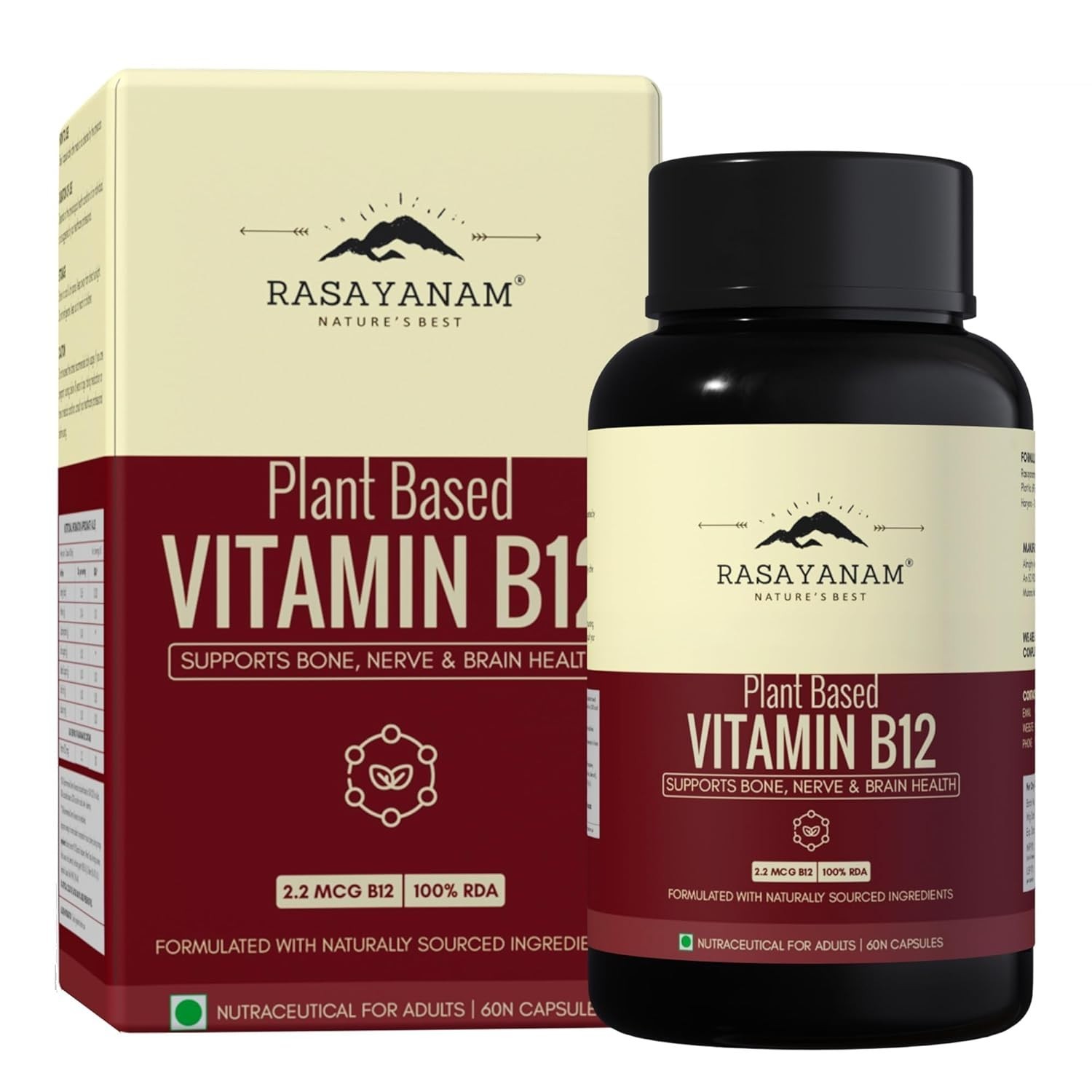 2x Rasayanam Plant Based Vitamin B12 With Amla & Moringa – 60 Veg Capsules Each
