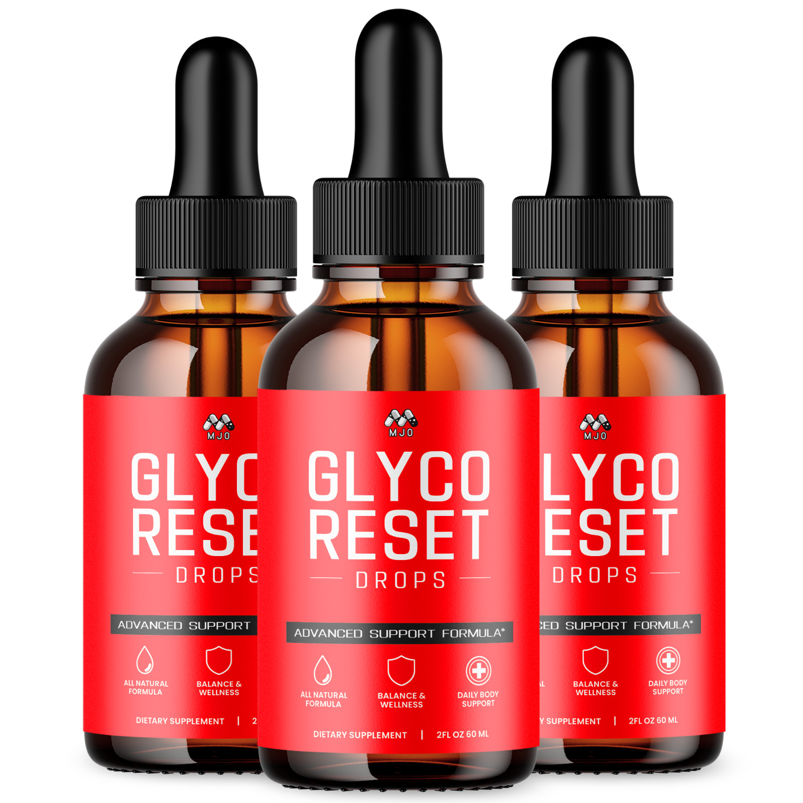 (3 Pack) Glyco Reset Red Drops Blood Support Vitamin Supplement 90 Servings