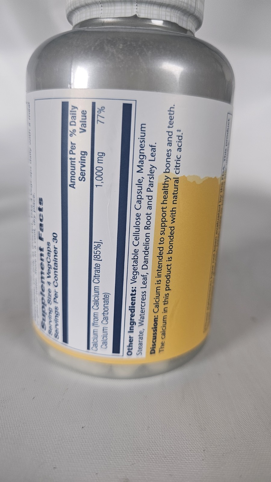 Solaray Calcium Citrate 120 Veggie Caps Gentle Digestive Bone Health Exp: 1/2028