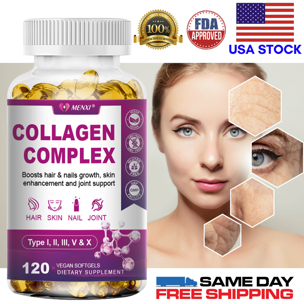 100% Natural Multi Collagen Peptides Anti Aging Skin Collagen Pills 120 capsules
