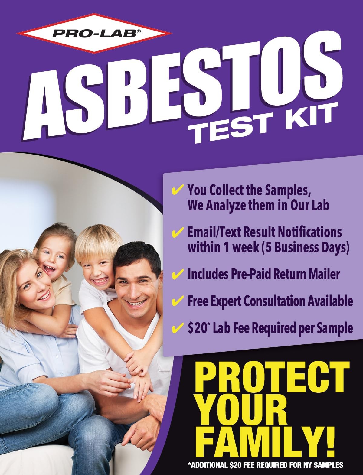 Asbestos Test Kit – (2 Samples) Emailed Results Within 3 to 5 Business Days -…