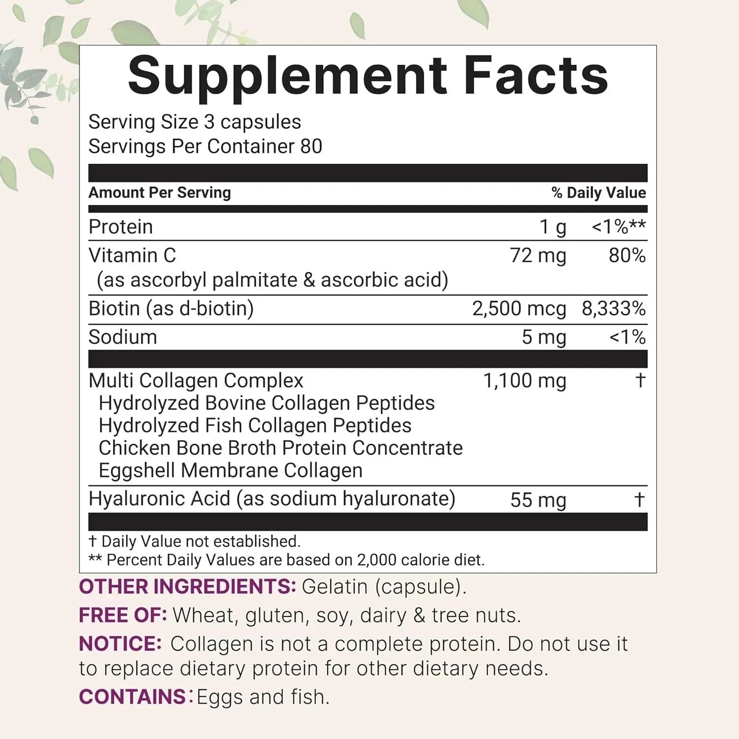 2 BOTTLES-Multi Collagen Pills for Women&Men, 240 Caps | Type I,II, III,V,X |Hyd