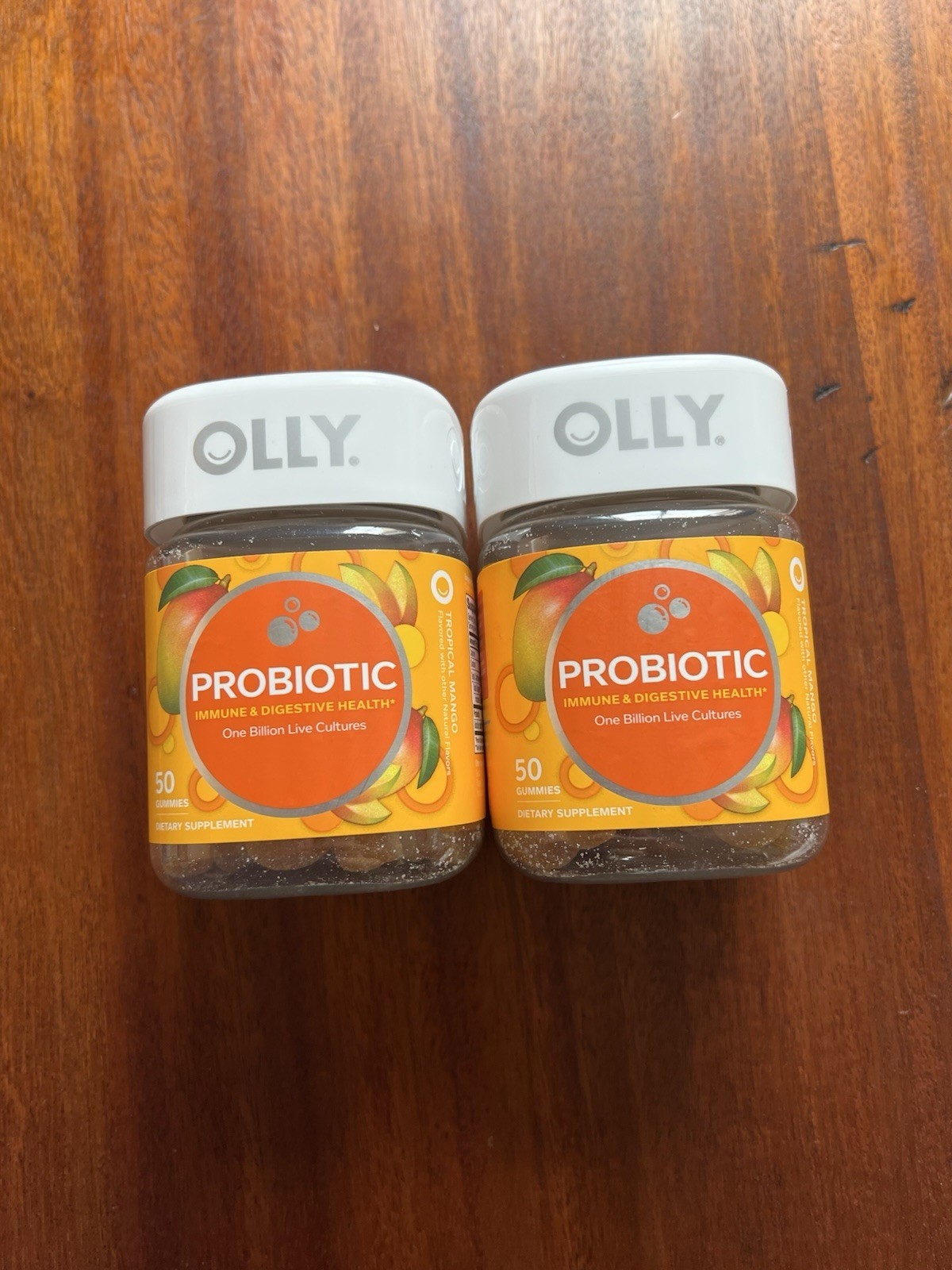 2 OLLY Probiotic Tropical Mango 50 Gummies Each Gut Health Support Exp: 03/2026