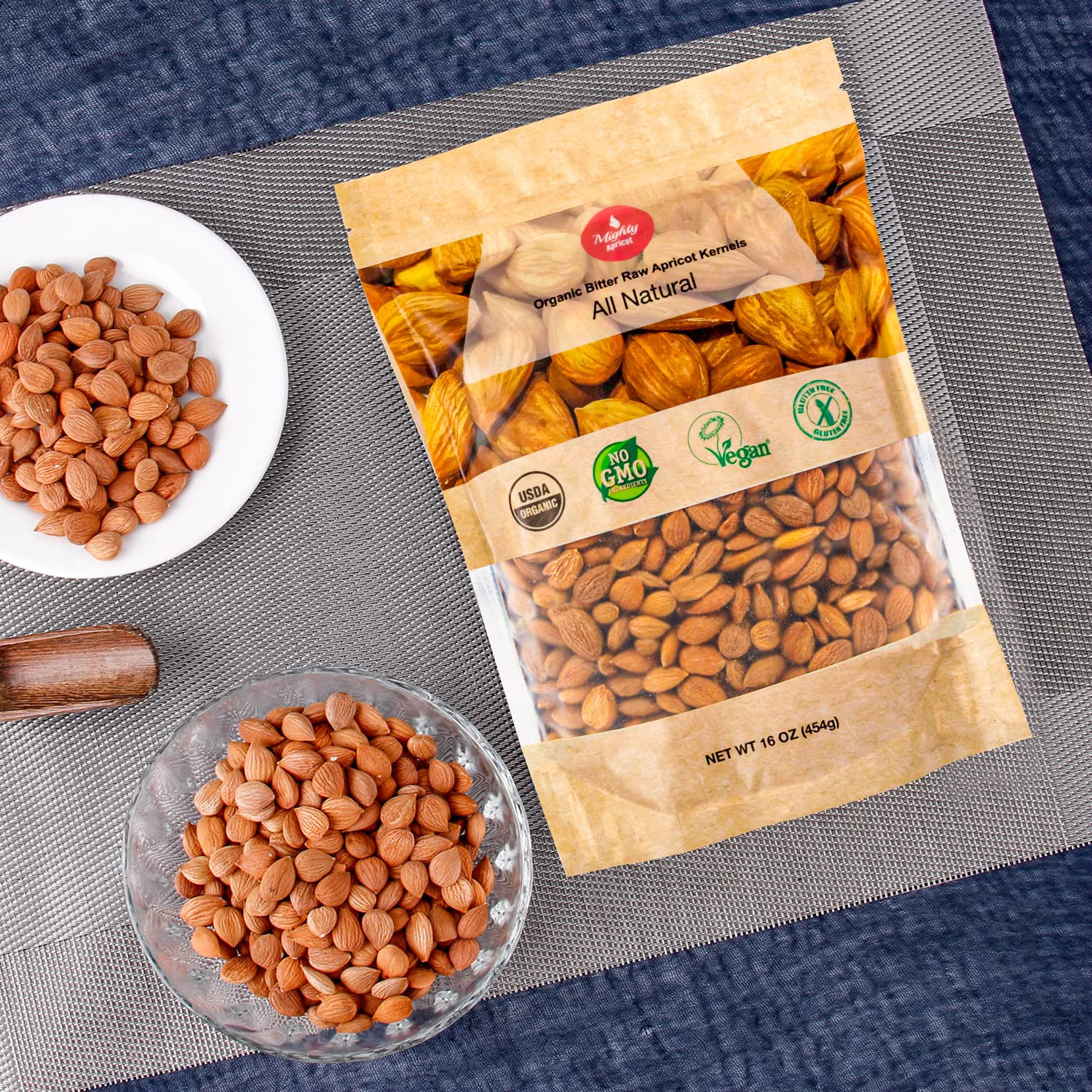 USDA Organic Bitter Apricot Kernels(1Lb) 16Oz, Natural Raw Bitter Apricot See…