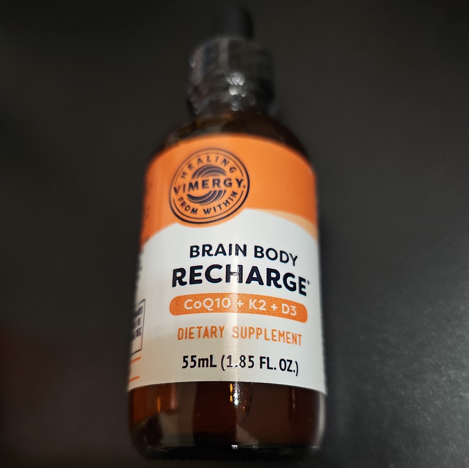 Vimergy Brain Body Recharge Liquid Supplement CoQ10, K2, D3, & MCT Oil, New