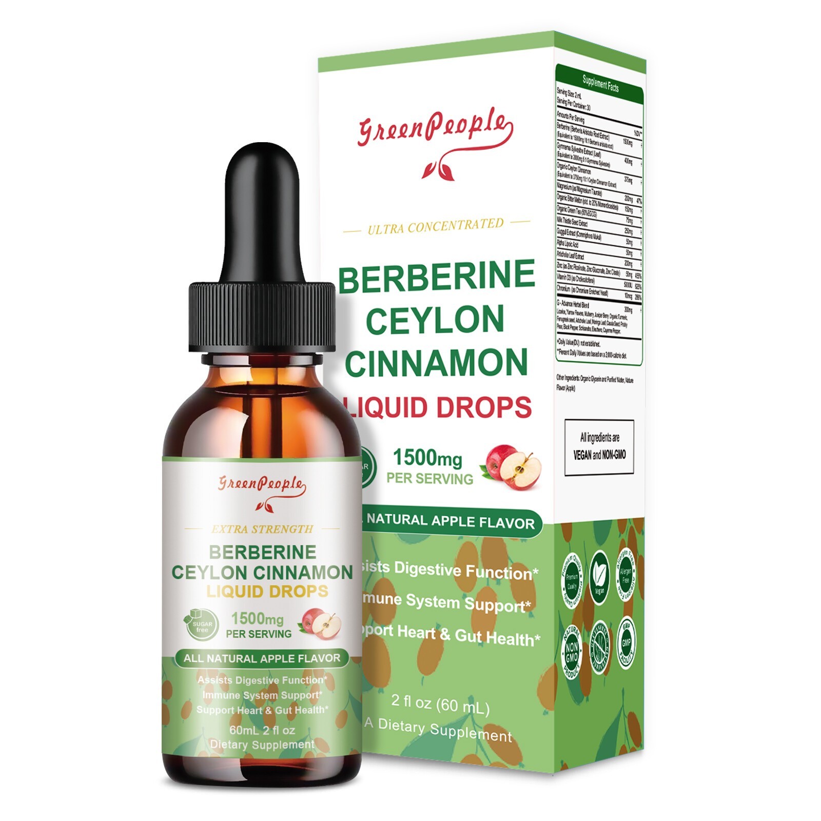 2/4x Organic Berberine Liquid Drops – 500mg Berberine +Magnesium Supplement HCL