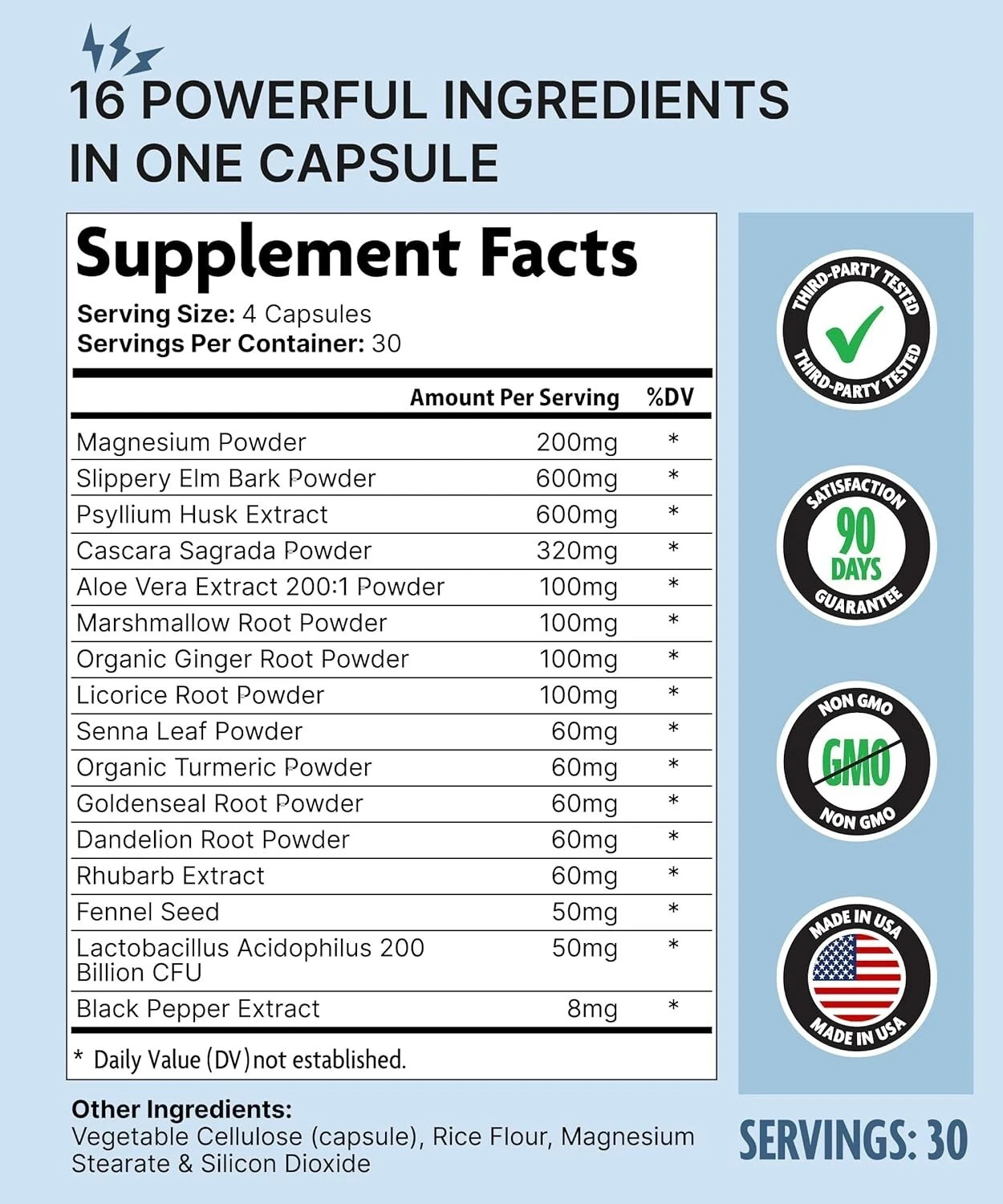 DMoose Slippery Elm Complex – All-in-One Supplement for Gut Wellness, 120 ct