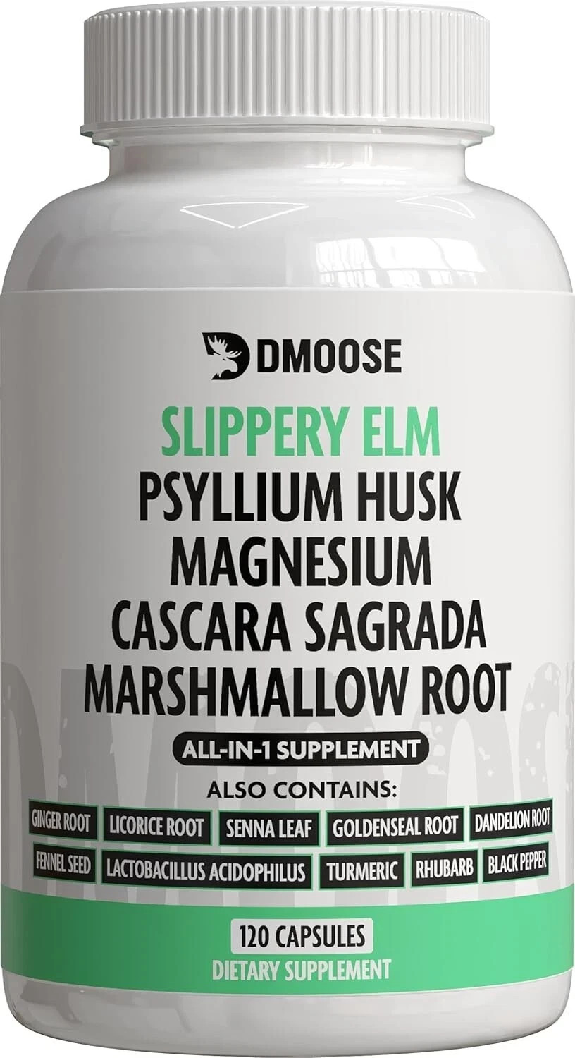 DMoose Slippery Elm Complex – All-in-One Supplement for Gut Wellness, 120 ct