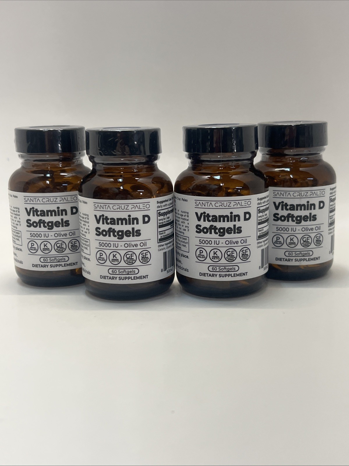 4x Santa Cruz Paleo Vitamin D3 5000 IU 60 Softgels (240 Total) EXP 08/27