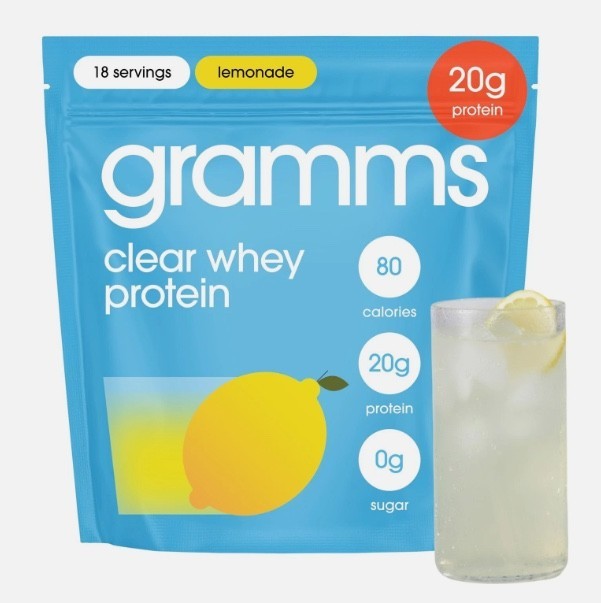 Gramms Clear Whey Protein Powder, Lemonade Flavor, 20g Protein, 0 Sugar, 18 Serv